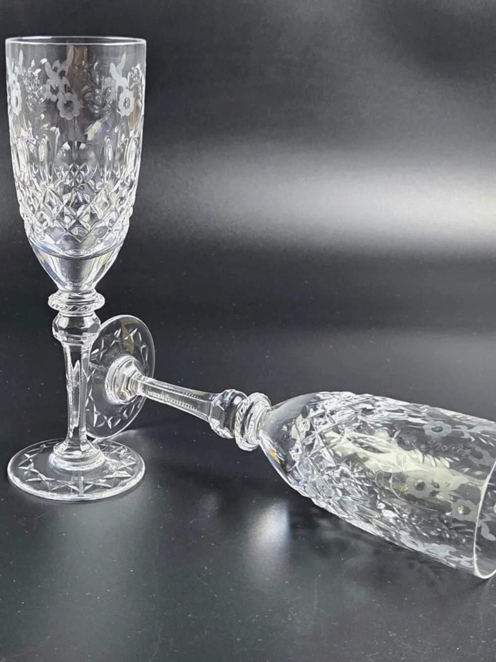 Vintage Rogaska Gallia - Fluted Champagne Glasses - Set of 2 - Discontinued
